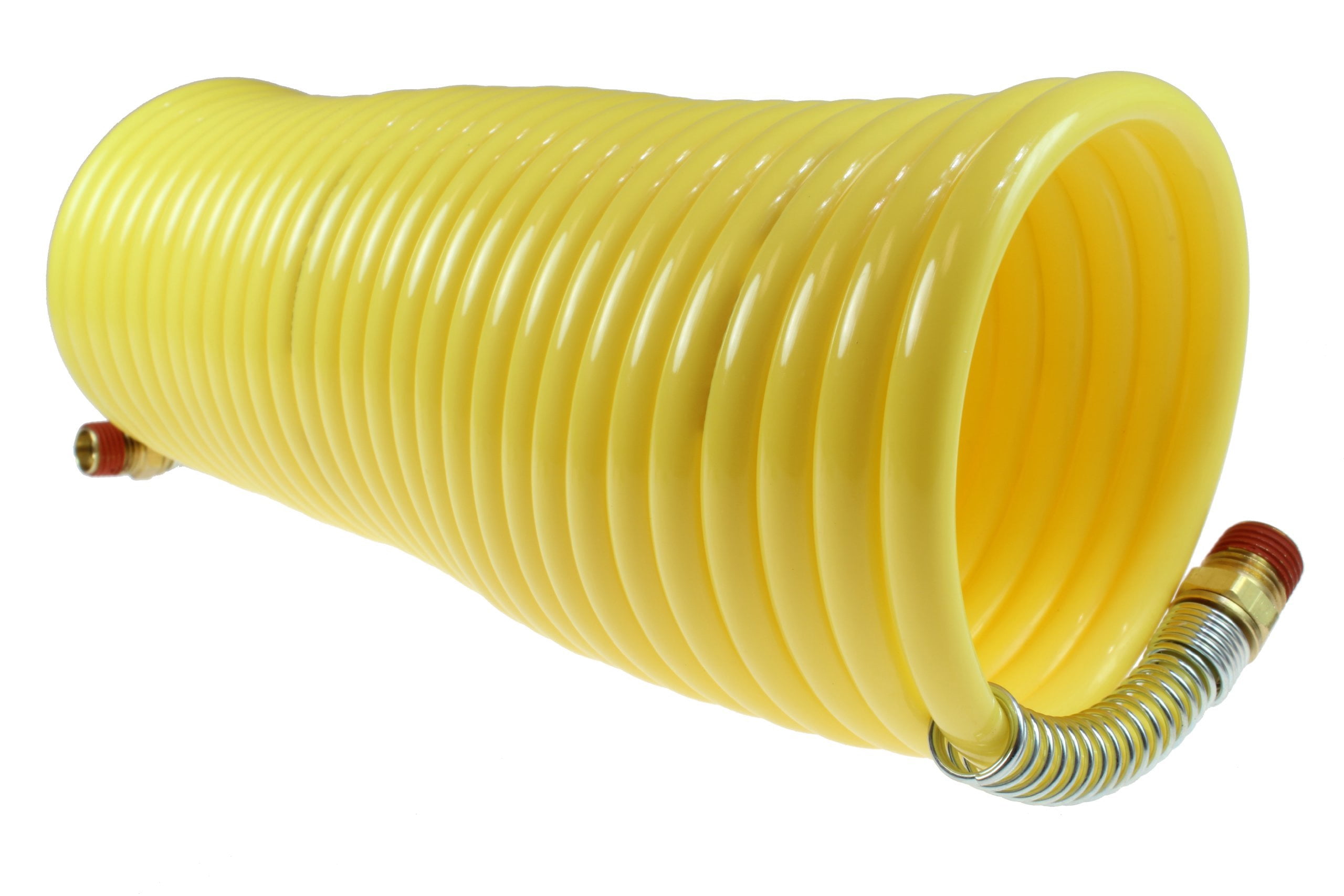 Nylon Self-Storing Air Hoses, 1/4 in I.D., 17 ft, 2 Swivel Fittings