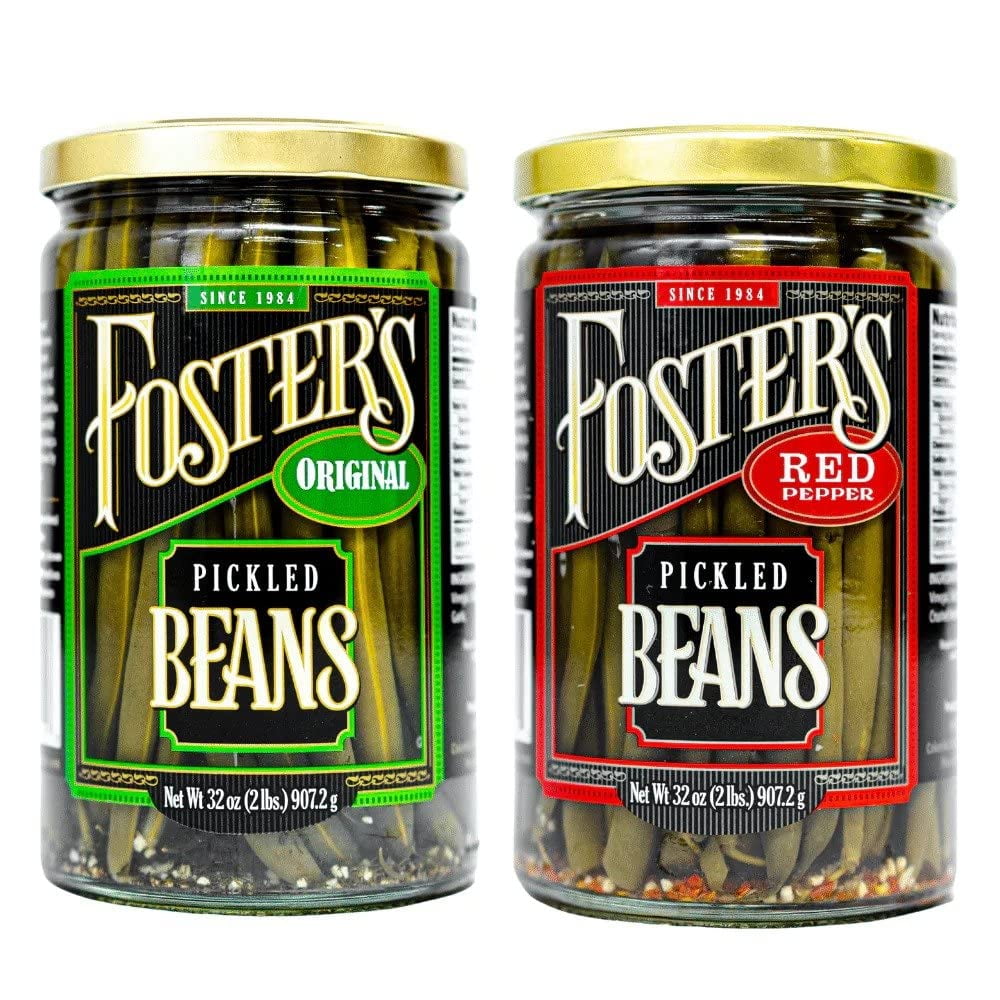 Fosters Pickled Green Beans Variety Pack 32oz (2 Pack) Original and