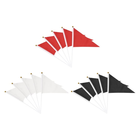 Uxcell Handheld Triangle Flag, Pennant Flags on Sticks Flags Small Mini Solid Blank Hand Held 15Pcs & Red/White/Black - Fit for (DIY Graffiti/Cheerleading/Party Events Celebration)