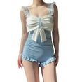 thumbnail image 4 of Clearance!NMMUED One Piece Swimsuit Women, Halter Swimsuits for Women, Tummy Control Swimsuits for Women, Full Coverage Swimsuits for Women, Padded Swimsuits for Women, Blue L, 4 of 5