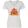 thumbnail image 3 of Inktastic Thanksgiving Cute Football Turkey Women's V-Neck T-Shirt, 3 of 5