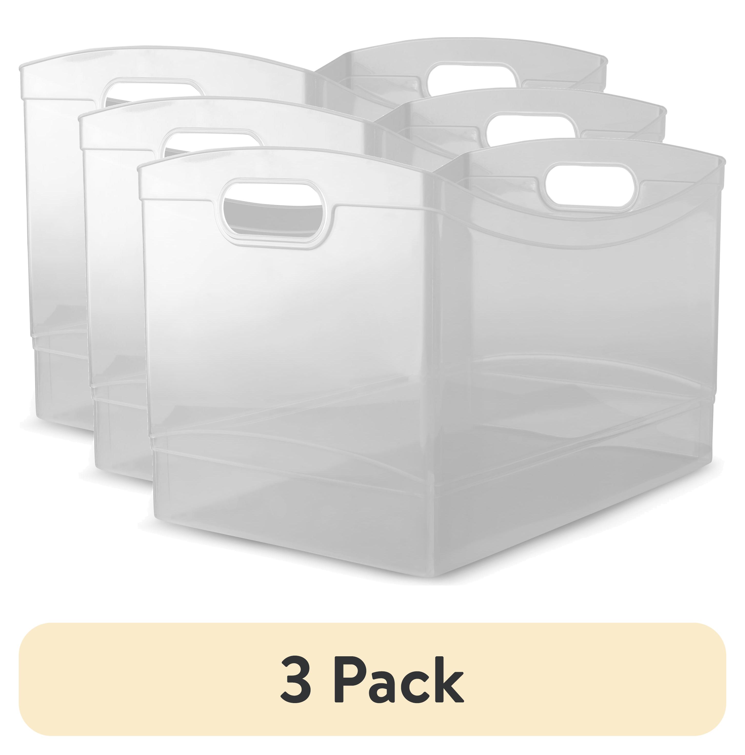 (3 pack) Mainstays Clear Plastic Utility Storage Bin Organizer with Built-In Handles, Large Storage Container for Pantry, Closet, Cabinet and Shelf Organization, 15.3" x 10.4" x 9.8"