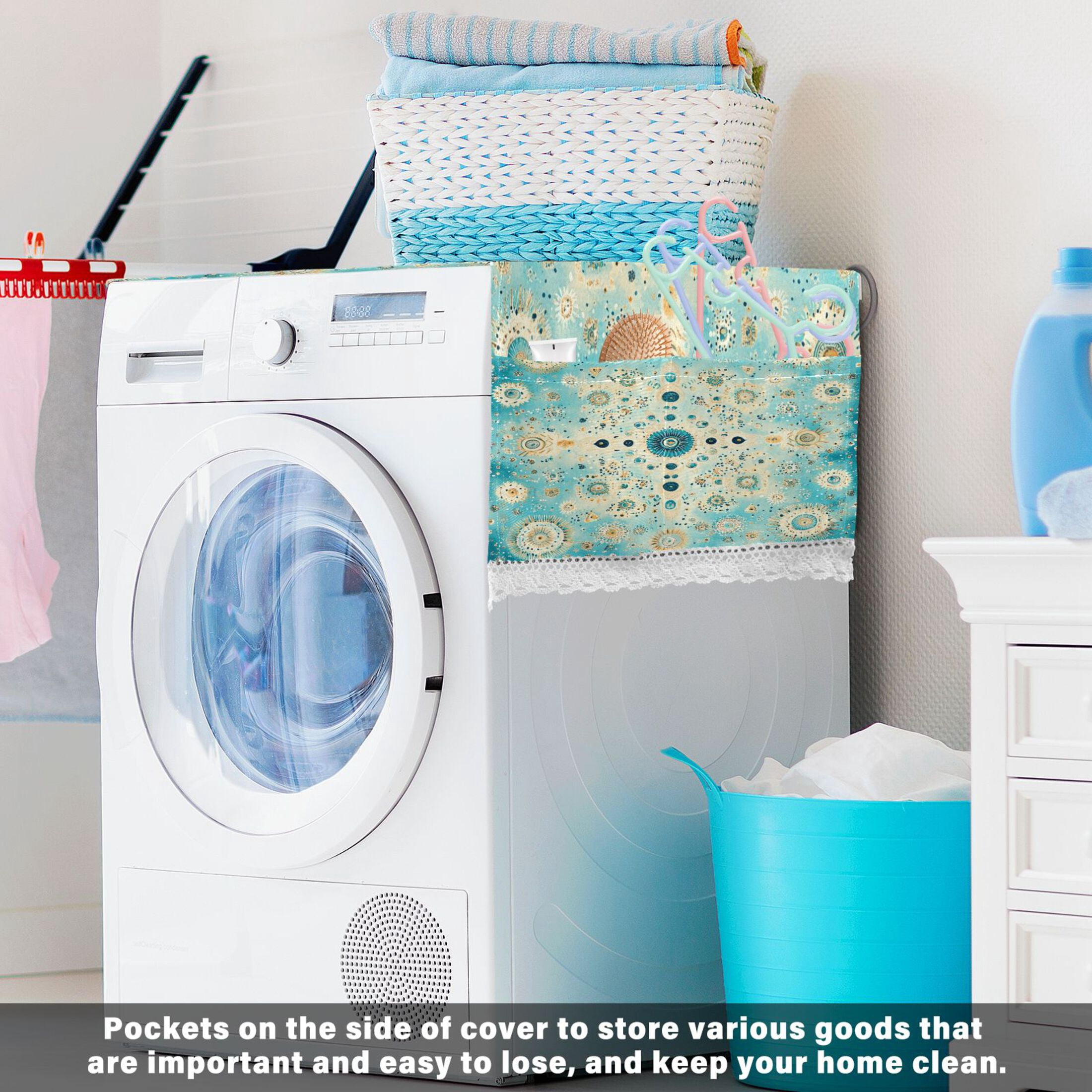 WOBOGO Moroccan Style Pattern Washing Machine Cloth Dryer Refrigerator Top Cover Protective Non-Slip Mat For Kitchen Laundry