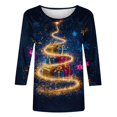 thumbnail image 2 of Oksale Womens Plus Size Christmas Tshirts Loose Comfy 3/4 Sleeve Cute Xmas Trees Print Pullovers Casual Crewneck Fall Shirts Fashion Tees Multicolor M, 2 of 5
