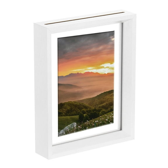 Uxcell Floating Frame, 8x6 Inch Wood Pictures Frames for Pressed Flowers Standing Wall Hanging Picture, White