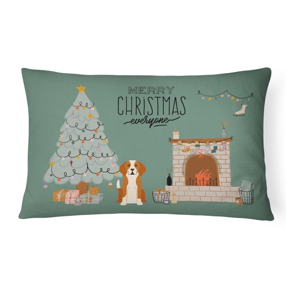 English Foxhound Christmas Everyone Canvas Fabric Decorative Pillow