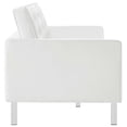 thumbnail image 3 of Tufted Sofa Couch, White, Vegan Leather, Living Kitchen Cafe Bistro Hospitality Restaurant, Modern Contemporary HB36910, 3 of 9