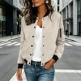 thumbnail image 4 of WAGUTH Bomber Jacket for Women Long Sleeve Button Down Suede Texture Casual Jacket Lightweight Spring Fashion Coats with Pockets, 4 of 5