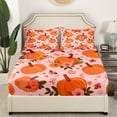 thumbnail image 3 of YST Draps d'Automne Citrouille pour Lit Double pour Enfants Filles Femmes, Ensemble de Draps d'Action de Grâce Récolte Automne Mignon Floral Botanique Draps Rustique Pastoral 1 Drap-Housse 1 Drap Plat 2 Taies d'Oreiller, 3 of 5