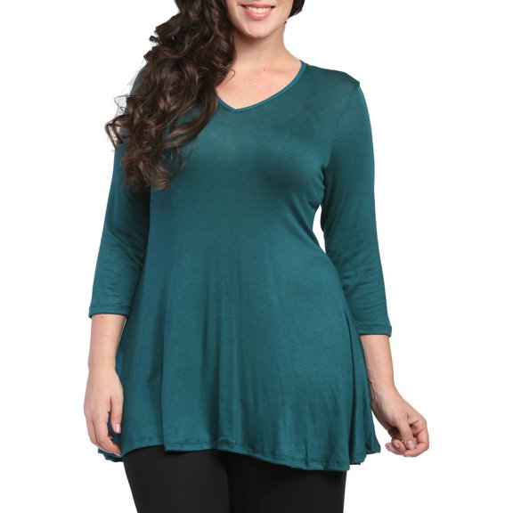 Women's Plus Size 3/4 Sleeve V-neck Tunic
