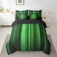 thumbnail image 2 of Homewish Geometric Lines 7 Pieces Bedding Comforter Set,Minimalist Stripes Aesthetic Full Bedding Set,Green Black Fitted Sheet Flat Sheet For Boys Kids,Super Cozy Room Decor Reversible, 2 of 8