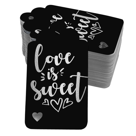 Inkdotpot Silver Foil Paper Hang Tags Love Is Sweet Wedding Favor Tags 100 Pack
