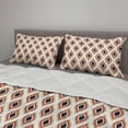 thumbnail image 2 of Ikat Comforter & Sham Bedding Set, Peacock Tail Pattern in Vibrant Colors Ornate Circular Oval Motifs Abstract, 3 pcs Duvet Set Microfiber Filling Quilt, 5 Sizes, Cream Vermilion Black, by Ambesonne, 2 of 4
