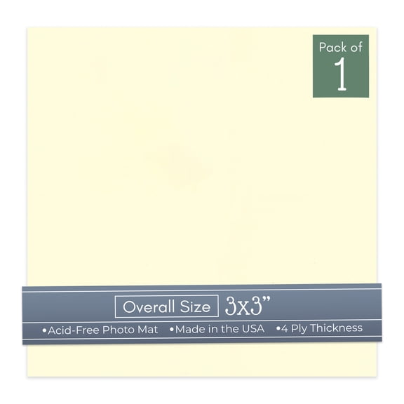 Off White 3x3 Inch Uncut Art Mat Board - No Opening - 1 Mat