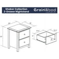 thumbnail image 2 of Grain Wood Furniture Shaker 2-Drawer Bedside Nightstand, Solid Wood with Cherry Finish, 2 of 12