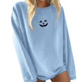 thumbnail image 1 of Gibobby Camisa Elegante Para Mujer Top informal de manga larga a con cuello redondo y estampado pequeño para mujer（Aqua， L), 1 of 5