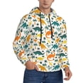 thumbnail image 2 of Pofeuu Dinosaurs and Tropical Leaves Print Mens Casual Hooded Collar Drawstring Hoodies Pullover Sweatshirts Casual Long Sleeve Shirts-Medium, 2 of 7