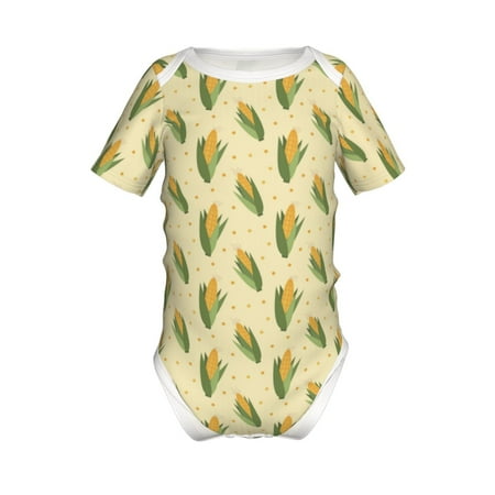 

Adobk Yellow Corn Print Baby Climbing Clothes Jumpsuit Rompers Classic Rompers Child Short sleeve Bodysuits-3 Months