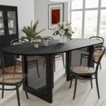 thumbnail image 3 of MAYEERTY Wood Oval Dining Table, Mid-Century Modern Dining Table with Rattan Legs, 67"x33.5"x30", Black, 3 of 9