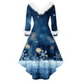 thumbnail image 6 of Christmas Party Printed Dresses for Women Vintage Christmas Midi Dress Casual Dresses Cocktail Dress Party Festive Dresses for Fall and Winter Seasons,Blue,M, 6 of 6