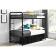 Mainstays Twin over Twin Metal Bunk Bed with Storage Bins, Black