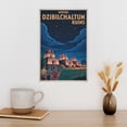 thumbnail image 3 of Vintage Retro Travel Poster Wall Art Dzibilchaltun Ruins Merida Mexico Night Sky Archaeological Temple Print Print Poster, 3 of 8