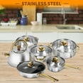 thumbnail image 5 of Nonstick Pots And Pans Set, 12 Piece Stainless Steel Non-stick Kitchen Cookware Set Golden Handle Easy Clean, 5 of 14