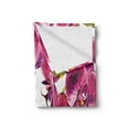 thumbnail image 2 of Floral Soft Flannel Fleece Throw Blanket, Orchids Branches Symbolizing Purity, Cozy Plush for Indoor and Outdoor Use, 70" x 90", Pink Fuchsia White, by Ambesonne, 2 of 5