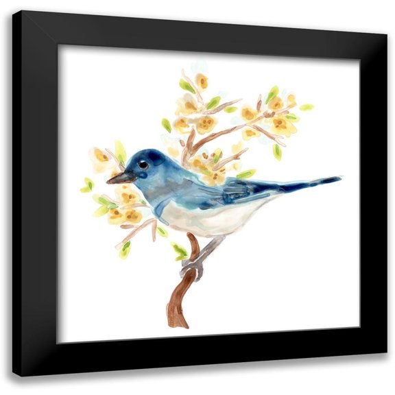 Vess, June Erica 12x12 Black Modern Framed Museum Art Print Titled - Springtime Songbirds IV