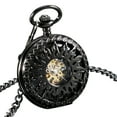 thumbnail image 2 of ESS Black Case Half Hunter Pocket Watch Gold Stainless Steel Case Mens Pendant, 2 of 6