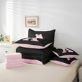 thumbnail image 6 of Manfei Monogrammed Girl Twin Bedding Sets 7-Piece, Personalized Initial A Bedding Comforter Set, Princess Bow Knot Sheet Sets, Black Pink Bedroom Decor, 6 of 8