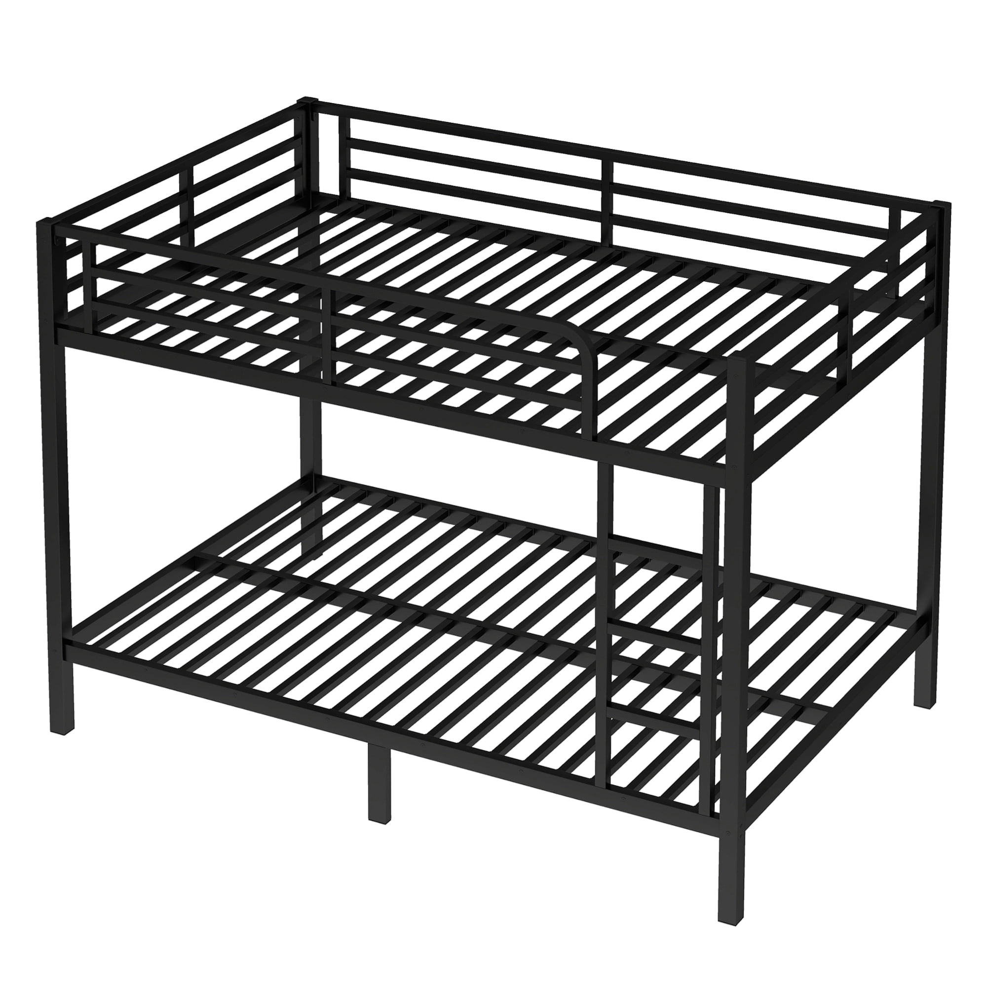 Metal Full XL Over Full XL Bunk Bed for Adults/Kids,Heavy Duty Bunk Beds with Guardrail & Ladders, Full XL Size Bunk Beds for Teens, No Box Spring Needed