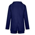 thumbnail image 4 of Scyoekwg Women Blazer Outfit Business Office Work 2 Piece Sets Long Sleeve Coat Shorts Matching Outfits Fashion Casual Two Piece Set (Blue,XL), 4 of 6