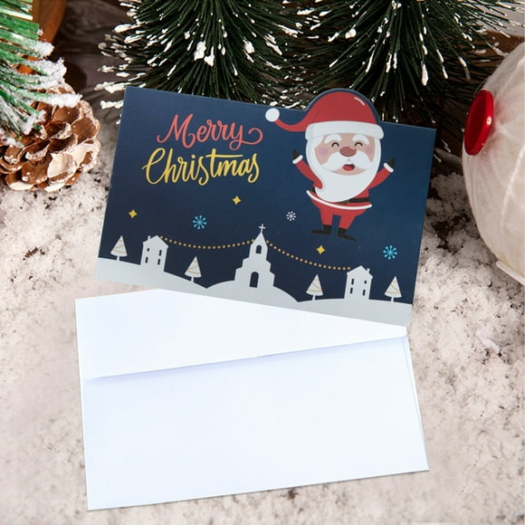 Nilvkv Cartes de Vœux de Noël avec Enveloppes et Autocollants Lot de 10 Cartes de Noël Pailletées avec Enveloppes Père Noël Bonhomme de Neige, CHRlSTMAS-GlFTS