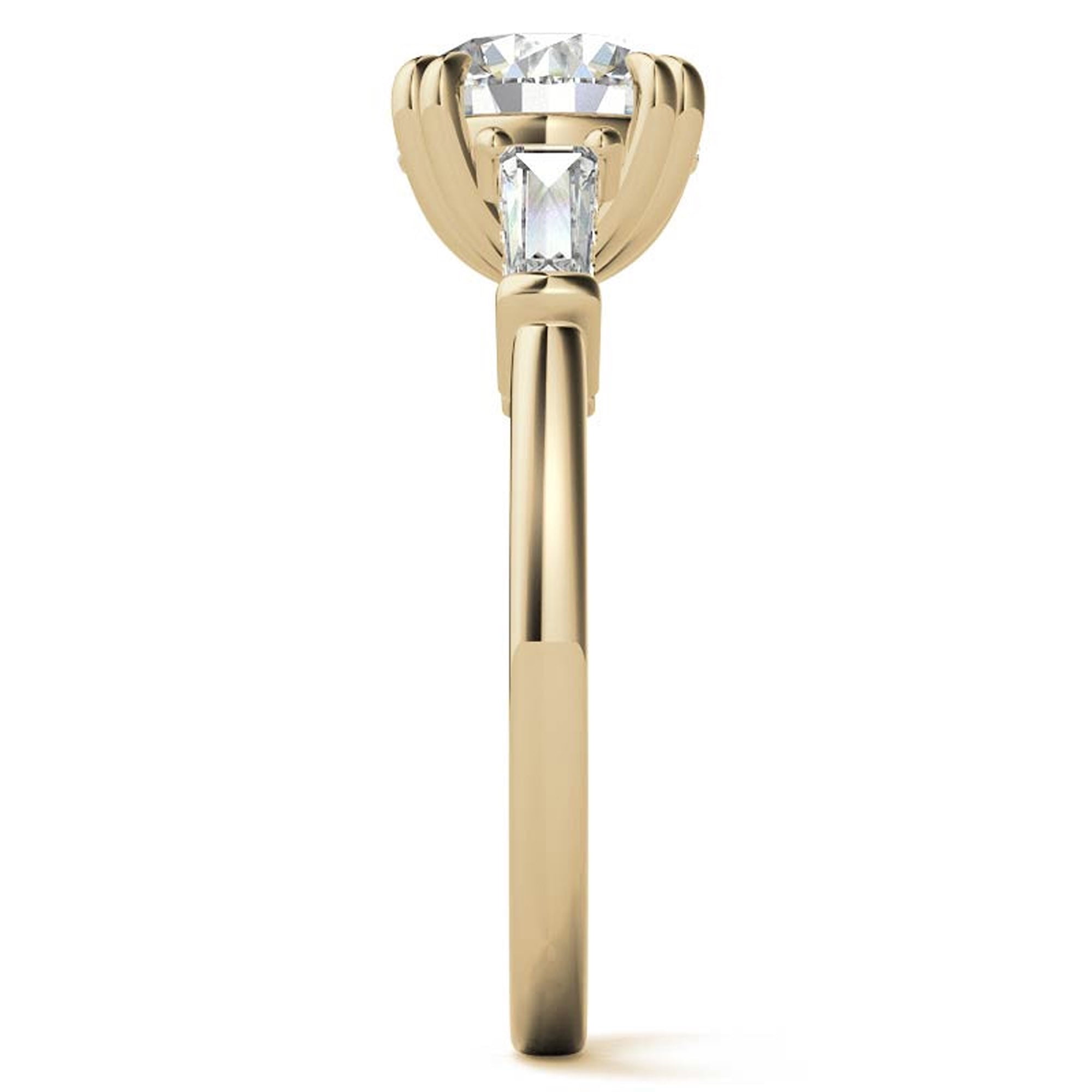 Auory Classic 3 Carat Round Cut Moissanite - Three Stone - Victorian Engagement Ring in 18K yellow Gold Plating over Sterling Silver Ring for Women