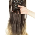 thumbnail image 4 of SHCKE Clip in Hair Extensions 24 Inch Hairpieces 8 Pieces Set Clip On Hair Extension Curly Double Weft Hair Extensions Synthetic Hairpiece for Women Dark Brown To Ash Blonde, 4 of 6