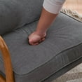 thumbnail image 6 of Modern Accent Chair, Upholstered Armchair with Wood Frame, Bronzing Cloth Single Sofa Chair with Lumbar Pillow for Living Room Bedroom Apartment, Dark Grey, 6 of 7
