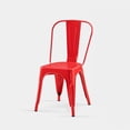 thumbnail image 6 of Set of 4 High Gloss Red Industrial Metal Dining Chairs | 18" Seat Height Stackable for Indoor/Outdoor Use | Durable, Lightweight & Easy-Clean Surface | Modern Kitchen & Bar Stools | Easy Assembly, 6 of 7