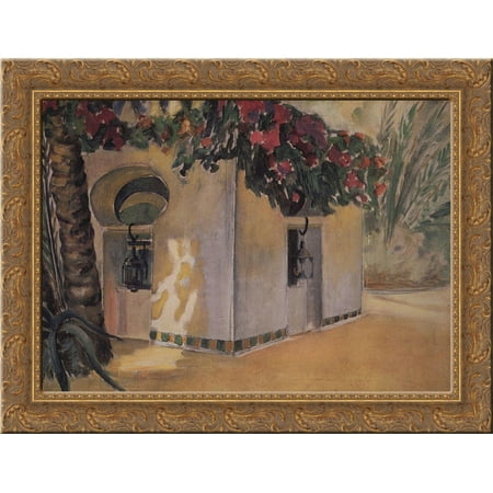 Garden Beneventum 24x20 Gold Ornate Wood Framed Canvas Art by Petrov Vodkin Kuzma