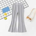 thumbnail image 2 of LIIPEE Girls Boys Flare Pants Summer Comfortable Casual Solid Color Stretch Elastic Waist Wide Leg Pants Girl Classic Daily Pants,Grey,3-4 Years, 2 of 3
