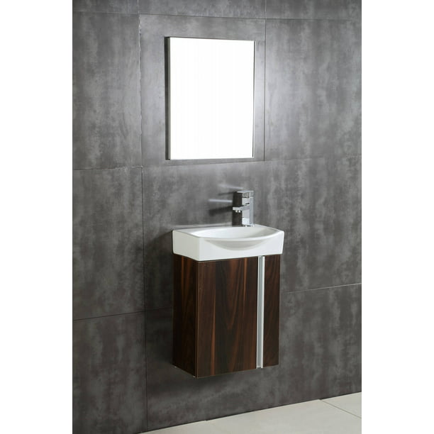 Fine Fixtures Compacto Small Bathroom, Black Walnut Vanity Mirror