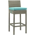 thumbnail image 1 of Modway Conduit Outdoor Patio Wicker Rattan Bar Stool in Light Gray Turquoise, 1 of 5