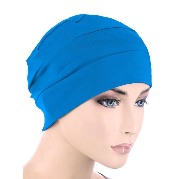 3-Seam Chemo Cloche Cap in Turquoise Blue
