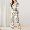 thumbnail image 3 of Bingfone Womens Pajama Sets Spring Flowers Birds Print,Long Sleeve Loungewear Pajamas Set-Small, 3 of 9