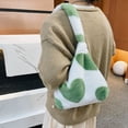 thumbnail image 5 of Bolso Hobo elegante para mujer, bolso de hombro de felpa a la moda, corazón de dibujos animados, capacidad suave y grande, 5 of 5