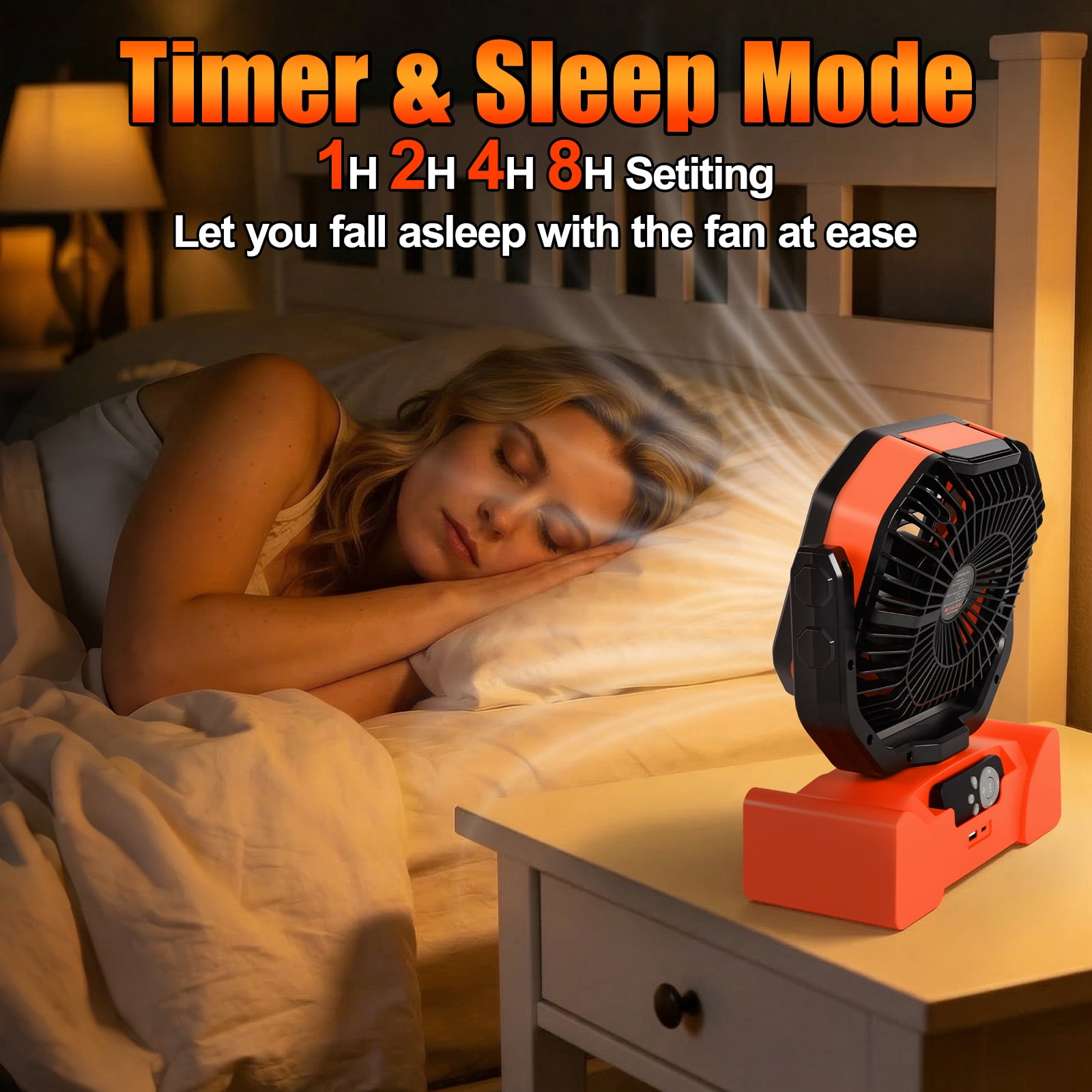 Camping Fan, 40000mAh Rechargeable Portable Fan with LED Lantern,Battery Powered Fan with 270°Head Rotation, 4 Speed Fan for Tents, Picnic, BBQ, Fishing, Outdoor