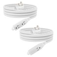 thumbnail image 1 of Cable de extensión EP de 15 pies, 3 salidas, 3 clavijas, con conexión a tierra, blanco, paquete de 2, 1 of 7