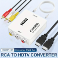 thumbnail image 3 of RCA to HDMI Converter, Composite to HDMI Adapter,with hdmi cable with RCA Male AV to HDMI Converter Support 1080P PAL/NTSC Compatible with PS one, PS2, PS3, STB, Xbox, VHS, VCR, Blue-Ray DVD Players, 3 of 11