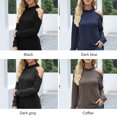 thumbnail image 3 of Camisa de manga larga para mujer, cuello alto, cuello alto, color sólido, suelto, informal, con base Abanopi Café/Extragrande, 3 of 7