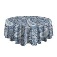 thumbnail image 5 of Blue Pioneer Flower and Paisley Pattern (3) Round Tablecloth 60"x60",Wrinkle Wipeable Table Cloth for Kitchen Dining Room Picnic Patio Party, 5 of 6